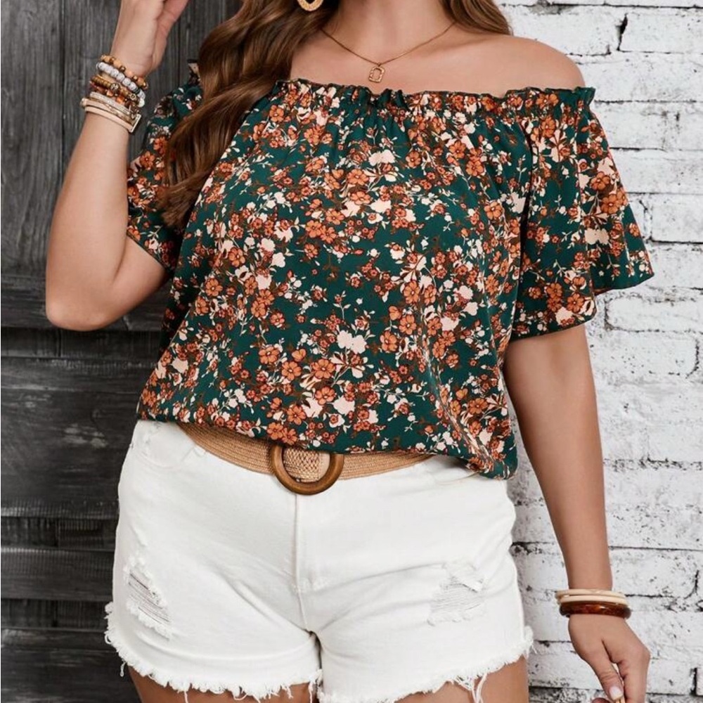 Off the Shoulder Ruffled Blouse with Relaxed Fit